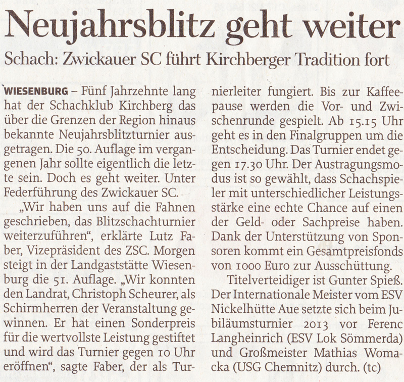 Freie Presse Artikel vom 27.12.2014